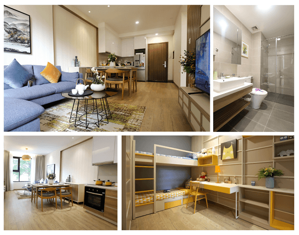 Phiên bản căn hộ Flora Studio của dự án căn hộ Akari City có diện tích 56 m2 thiết kế 2 phòng ngủ - 1WC