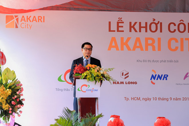 Ông Nguyễn Bá Dương - Chủ tịch Coteccons phát biểu tại buổi lễ khởi công dự án căn hộ Akari City